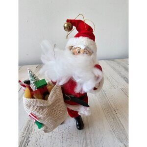 Vintage Santa stocking bag ornament decor Xmas tree velvet felt